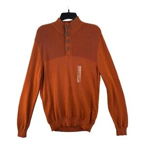 Club Room, Men's Ribbed Four-Button Sweater Deep Rust, Small MSRP $60